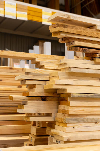 istock Stacks of wooden planks and boards 2192614145
