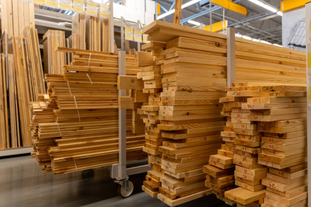 istock Stacks of wooden planks and boards 2192614159