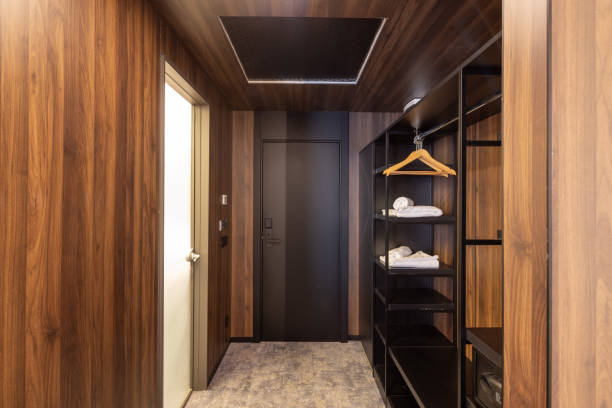 istock Corridor with closet in hotel room 2192614515