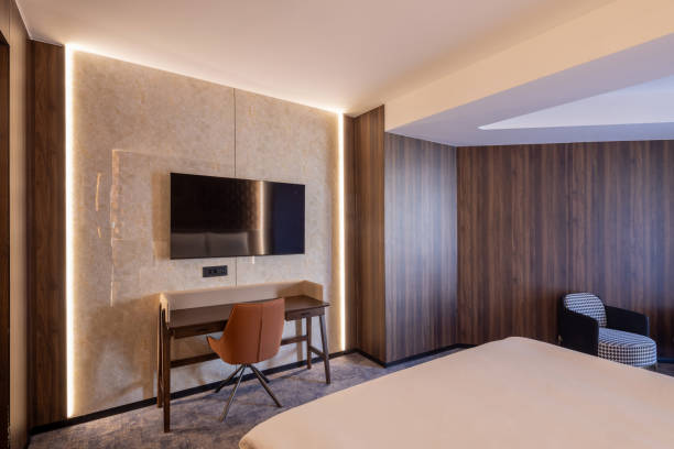 istock Work desk and chair, workspace in a hotel room 2192615274