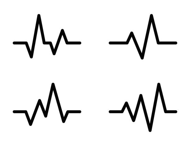 Heartbeat line vector icon set in minimal design. Editable stroke. Heartbeat line vector icon set in minimal design. Editable stroke electrocardiography stock illustrations