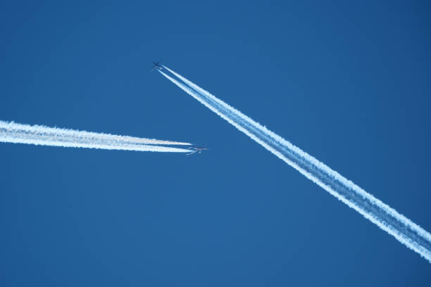 USA California Los Angeles .  many passenger planes in flight crowded mass