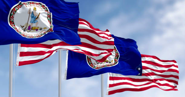 istock Virginia state flag waving in the wind on a clear day 2192619076