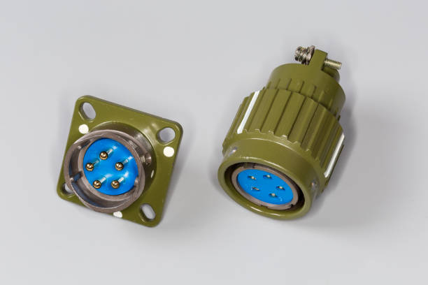 istock Pair of industrial electrical connectors with panel plug and socket 2192620860