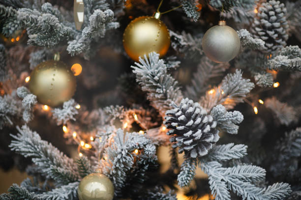 istock Frosted Christmas Tree with Lights and Ornaments 2192623904