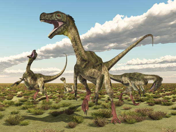 istock Dinosaur Ornitholestes in a landscape 2192629484