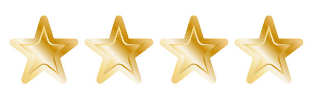 istock Metallic shiny 4 star illustration vector word of mouth rating 2192631745
