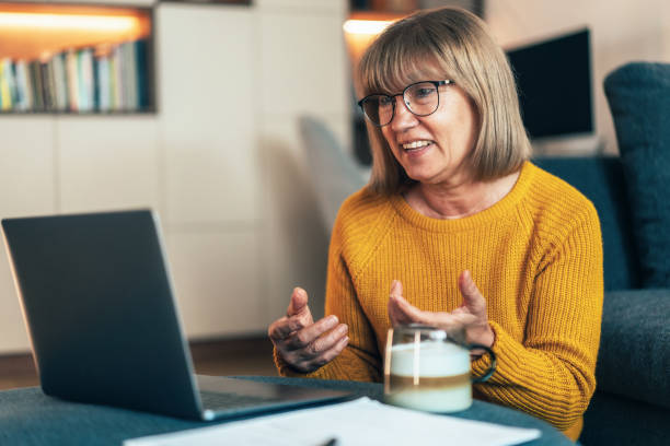 istock Senior woman having video call 2192632527