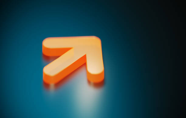 istock Orange Colored Arrow Symbol On Blue Background 2192633926