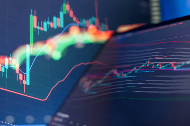 istock Abstract Trading Screen with Candlestick Chart and Colorful Market Trends in Soft Focus 2192643841