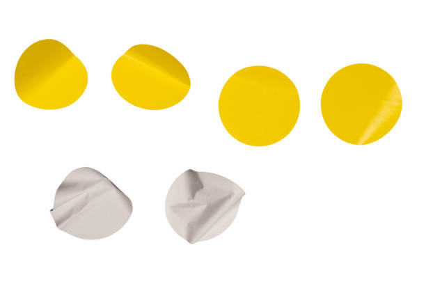 istock Round yellow stickers, blank tags labels isolated on a white background. 2192643944