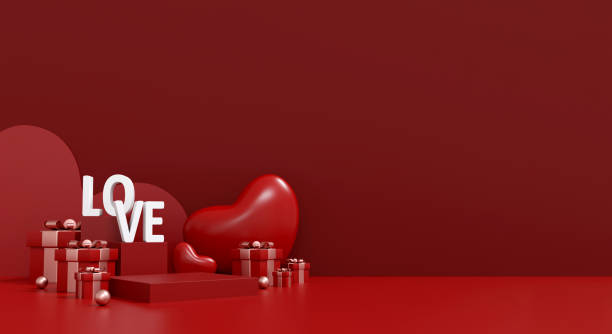 istock Valentine's Day Red Heart Gift Scene for Celebrations 2192649936