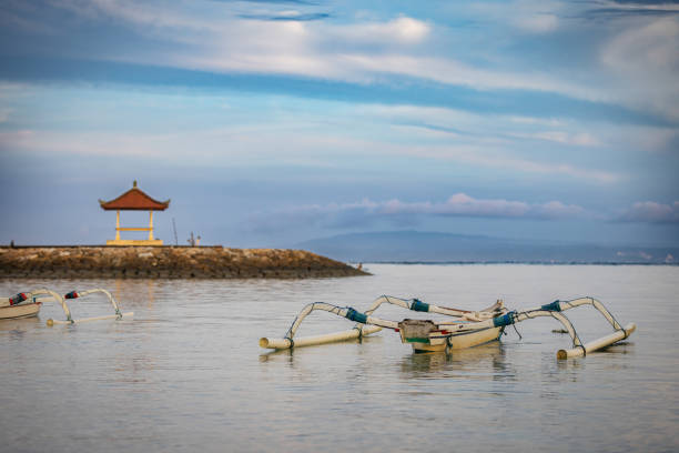 Fishing boat on Sanur beach, Bali Island - Indonesia.