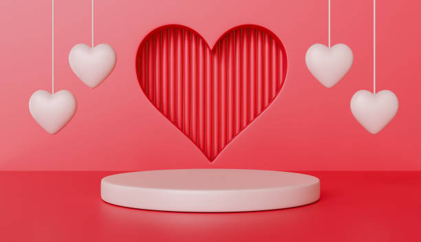 istock Romantic Valentines Day Background Pink Hearts Podium and Decorative Cutout 2192654212