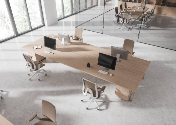 istock Modern open office interior with sleek furniture. 3D Rendering 2192656006