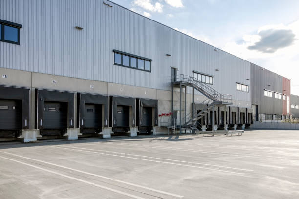 istock Cargo bays in modern industrial storage warehouse 2192659519