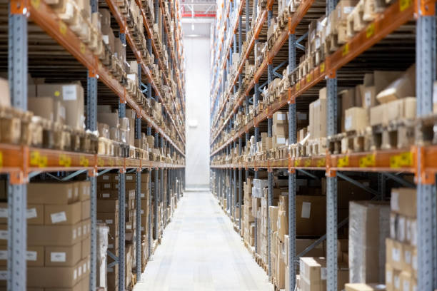 istock Modern shipping company warehouse with organized shelves 2192660114