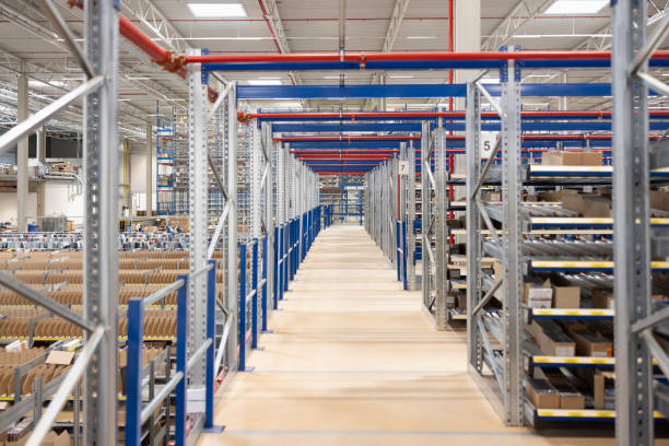istock Various products stored on racks in supply chain warehouse 2192660958