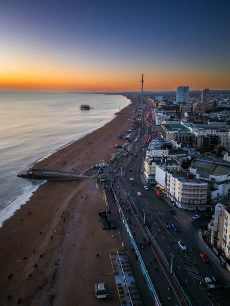 istock Aerial view of seafront at dusk in Brighton, UK 2192662344