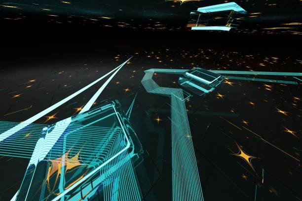istock 3d render of futuristic circuit board with glowing paths and mirrored surfaces 2192672548