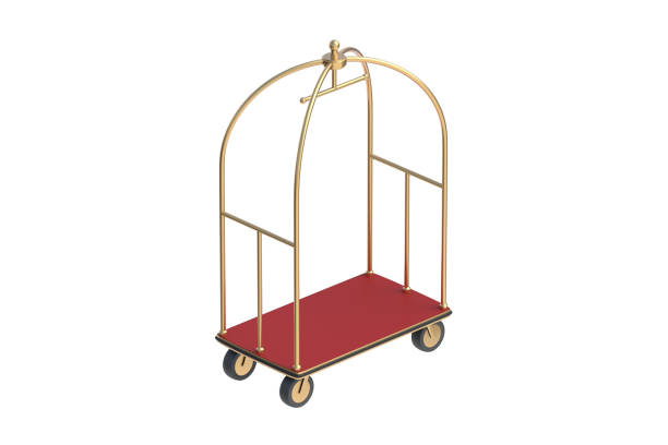 istock Hotel luggage cart isolated on white background. Baggage trolley. 3d render 2192672880