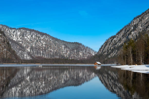Sankt Bartholomä in Winter - seen from Boat at lake Königssee