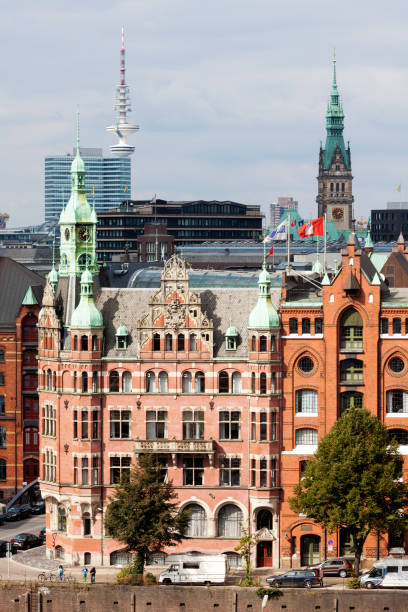 High angle view of historic building at Speicherstadt Hamburg