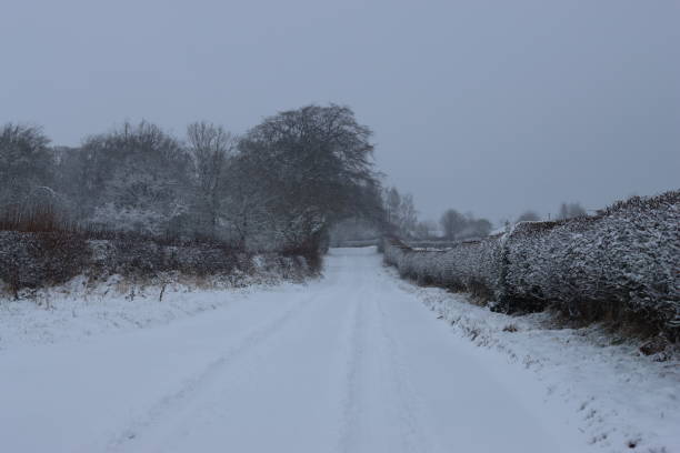 istock Snow covered countryside road in winter 2192678110