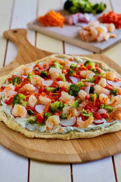 istock Cream Cheese, Shrimp, and Veggie 'Pizza' 2192679322