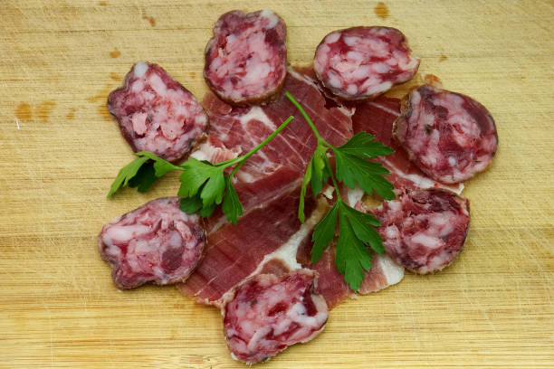 slices of Spanish sausage cured in salt
