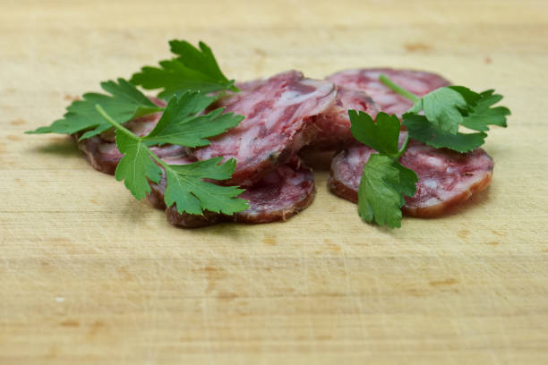 slices of Spanish sausage cured in salt