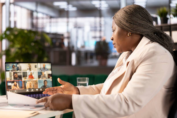 istock Manager in teleconference business meeting with partners 2192679976