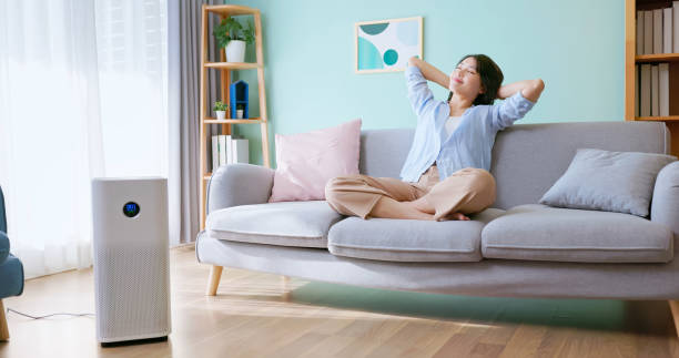 istock woman use air purifier home 2192681776