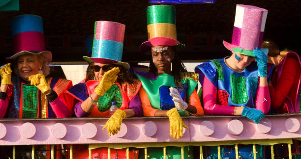Las Palmas de Gran Canaria, Spain - January 5 2025: Tourists and locals enjoy Cavalcade of Magi, a traditional parade with Three Magi on Epiphany's eve