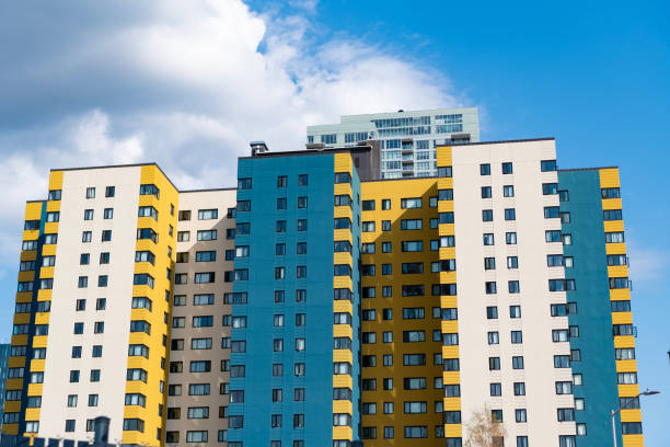 istock Building perspective view. Condominium architecture. Architecture building. Residential condominium. Modern condominium building. Architectural building in residential area. Rent apartment 2192684595