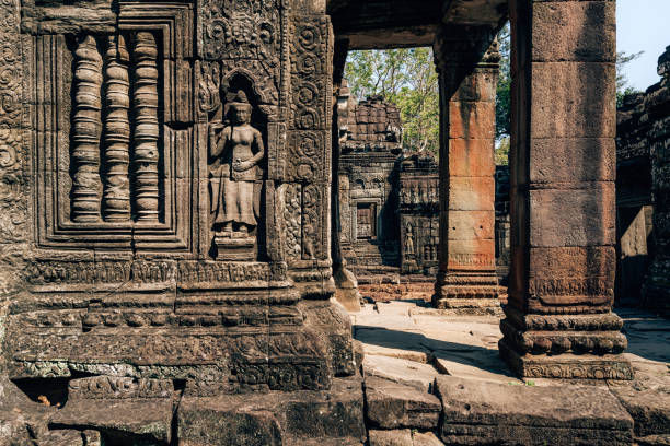 Ancient Stone Sculpture and Architecture in Angkor Wat, Cambodia