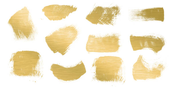 istock Straight gold vector line bundle. Golden hand drawn brush stroke text boxes. Chinese, Korean, Japanese calligraphy brushstroke set. Rough grunge luxury paint. Luxurious celebration rectangle textboxes 2192688098