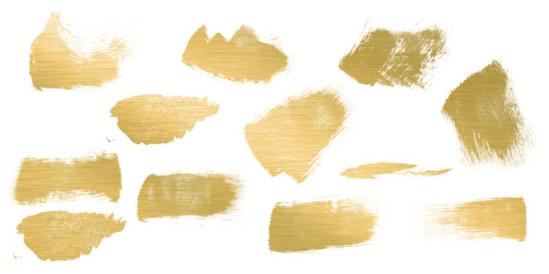 istock Straight gold vector line bundle. Golden hand drawn brush stroke text boxes. Chinese, Korean, Japanese calligraphy brushstroke set. Rough grunge luxury paint. Luxurious celebration rectangle textboxes 2192688163