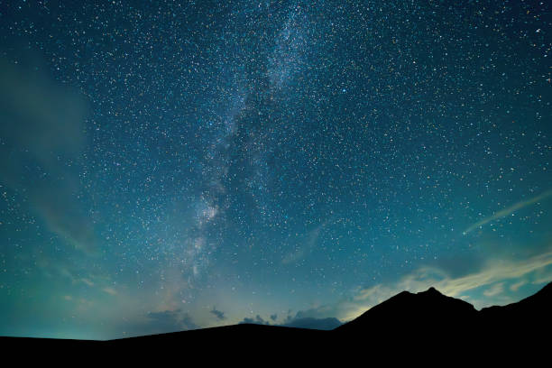 istock Beautiful bright milky way galaxy under the mountains. Night landscape. 2192688978