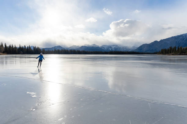 istock Woman skates on frozen pond 2192689828