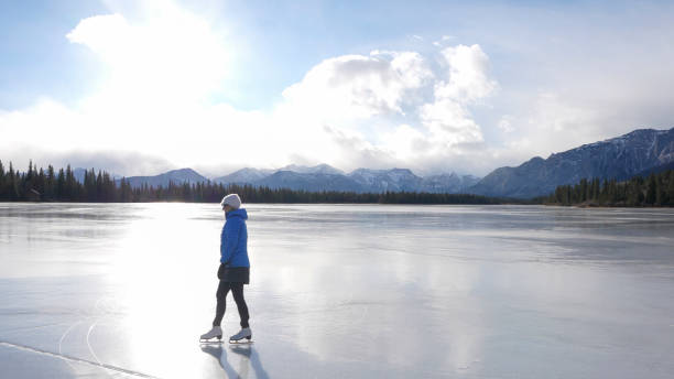 istock Woman skates on frozen pond 2192689914