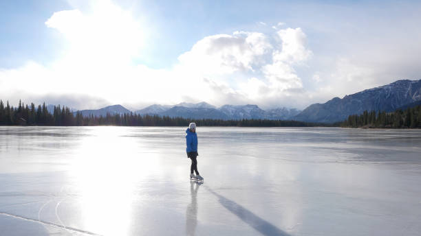 istock Woman skates on frozen pond 2192689942