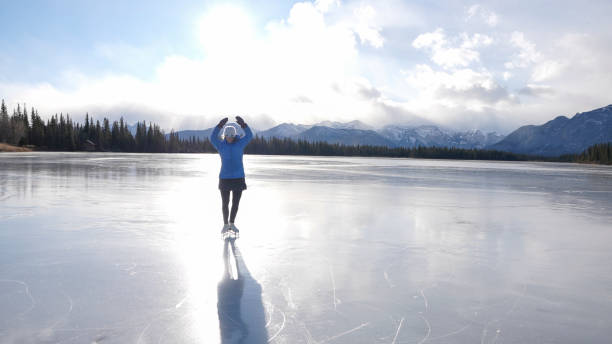 istock Woman skates on frozen pond 2192689976