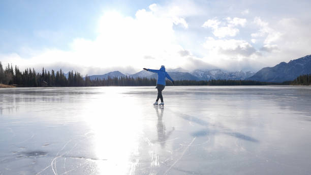 istock Woman skates on frozen pond 2192689992