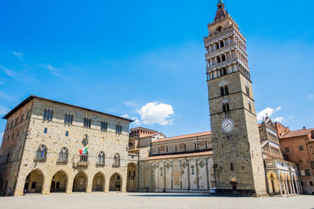 istock Pistoia piazza duomo and its imposing bell tower under blue sky 2192691978