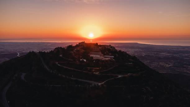 istock Sunset over hilltop village with sea view 2192698623