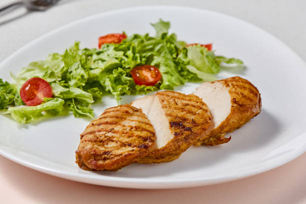 istock Grilled Chicken Fillet with Fresh Mixed Salad on White Plate 2192700354