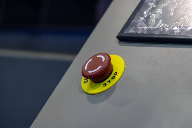 istock Emergency Stop button of manufacturing machine 2192700723