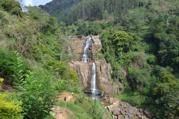 istock jungle waterfall cascade, in tropical rain forest of Sri Lanka 2192708167