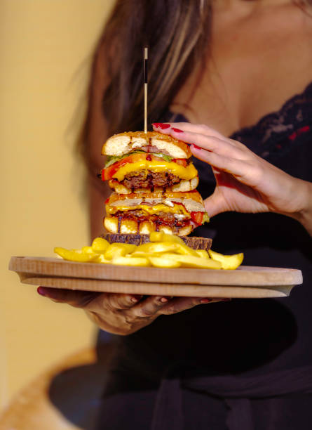 istock Stacked Gourmet Burger with Fries 2192715756